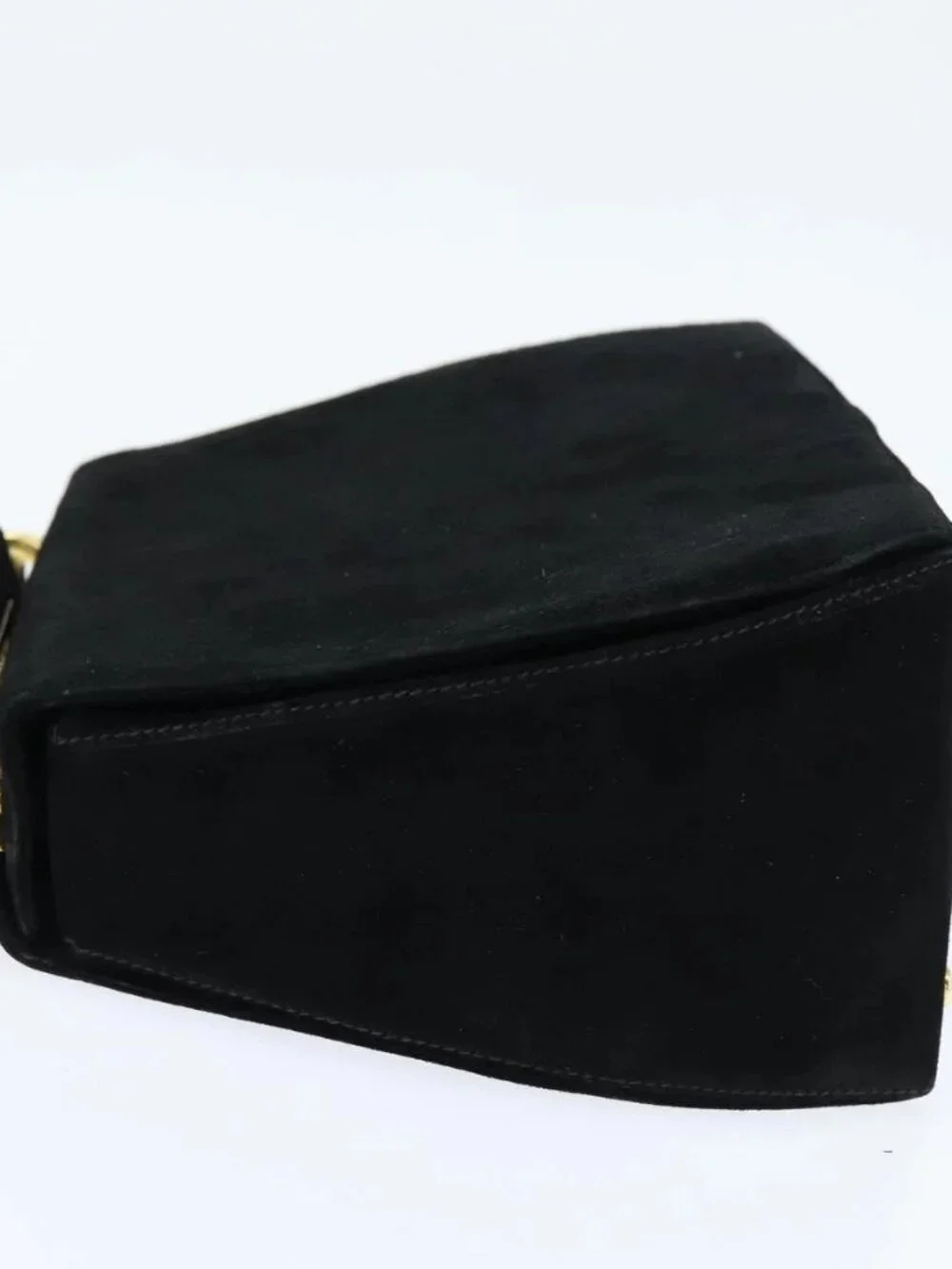 Salvatore Ferragamo Hand Bag Suede 2way Black Gold Auth BA7321